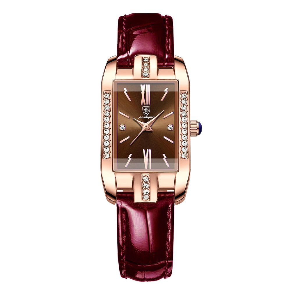 Poedagar Green square Ladies Watches Waterproof Watch Women Luxury Diamond Quartz Watches for Wome